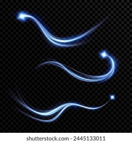 Líneas Abstractas. Líneas de neón de velocidad y viento rápido. Efecto de moverse a la velocidad de la luz. Efecto de resplandor azul. Línea mágica brillante. Neón. Antecedentes.	