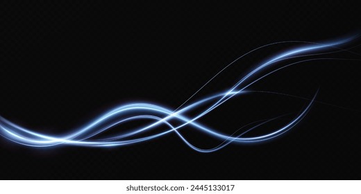 Líneas Abstractas. Líneas de neón de velocidad y viento rápido. Efecto de moverse a la velocidad de la luz. Efecto de resplandor azul. Línea mágica brillante. Neón. Antecedentes.	