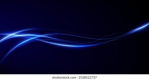 Líneas Abstractas. Líneas de neón de velocidad y viento rápido. efecto de movimiento a la velocidad de la luz. Efecto de resplandor azul. Línea brillante mágica. Neón. Antecedentes.