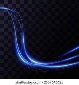 Abstract lines.Neon lines of speed and fast wind. effect of moving at the speed of light. Blue glow effect. Magic shiny line. Neon. Background.	