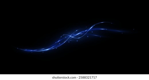 Abstract lines.Neon lines of speed and fast wind. effect of moving at the speed of light. Blue glow effect. Magic shiny line. Neon. Background.	