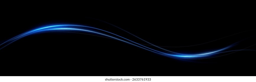 Abstract lines.Neon lines of speed and fast wind. effect of moving at the speed of light. Blue glow effect. Magic shiny line. Neon. Background.	