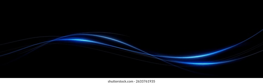 Abstract lines.Neon lines of speed and fast wind. effect of moving at the speed of light. Blue glow effect. Magic shiny line. Neon. Background.	