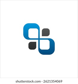Abstract Link Logo with Blue and Black Shapes – Technology, Network, and Digital Brand Identity
