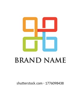 Abstract of link squares shape logo design template vector illustration	
