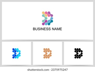 Abstract Linked Dots Connect Graphic Letter Logo Design D