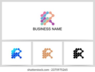 Abstract Linked Dots Connect Graphic Letter Logo Design R