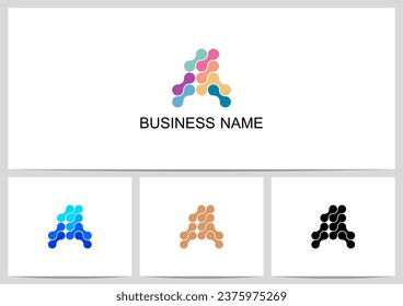 Abstract Linked Dots Connect Graphic Letter Logo Design A