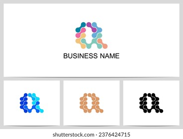 Abstract Linked Dots Connect Graphic Letter Logo Design Q