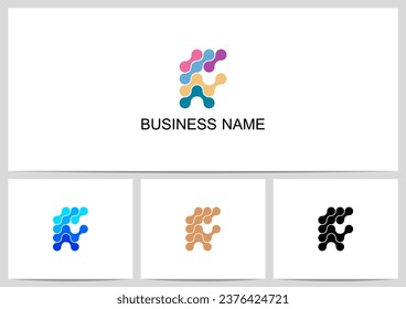 Abstract Linked Dots Connect Graphic Letter Logo Design F