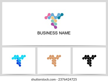 Abstract Linked Dots Connect Graphic Letter Logo Design T
