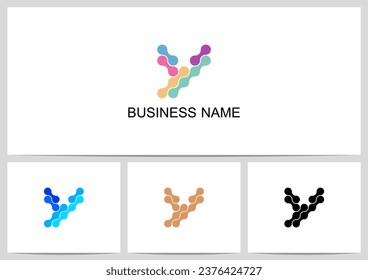Abstract Linked Dots Connect Graphic Letter Logo Design Y