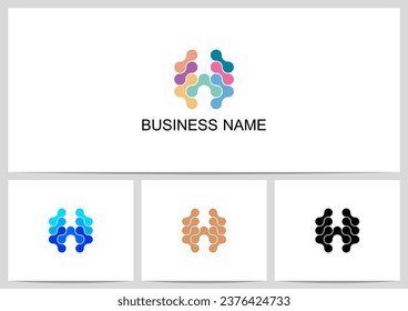 Abstract Linked Dots Connect Graphic Letter Logo Design H