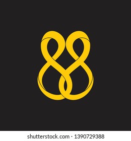 abstract linked infinity curves 3d motion design logo vector