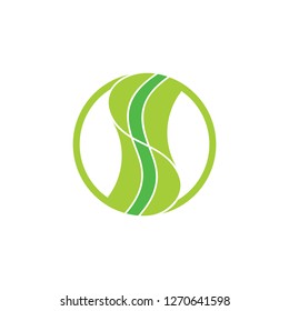 abstract linked leaf green geometric circle logo vecor