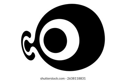 Abstract linked letter C and O like logo or icon. Distorted with perspective view. Black shape on a white background.