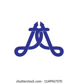 abstract linked lines letter a arrow up logo vector