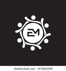 Abstract linked monogram letter EM logo design vector for business company