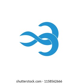 abstract linked ribbon simple logo vector