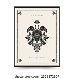 Abstract linocut floral posters template. Modern trendy minimal style. Black and white colors. Hand drawn design for wallpaper, wall decor, print, postcard, cover, template, banner. 