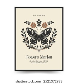 Abstract linocut floral posters template. Modern trendy minimal style. Black and white colors. Hand drawn design for wallpaper, wall decor, print, postcard, cover, template, banner. 