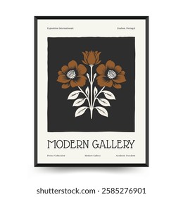 Abstract linocut floral posters template. Modern trendy minimal style. Black and white colors. Botanical blockprint. Hand drawn design for wallpaper, wall decor, print, postcard, cover, template. 