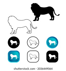 Abstract Lion Animal Icon Set