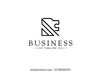 Abstract Lion animal line logo design