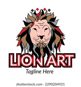 Abstract Lion based mascot logo vector illustration with dummy text on white background.