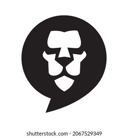 Abstract Lion Chat Logo, simply icon symbol. vector design