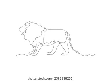 Abstract lion, continuous one line art hand drawing sketch