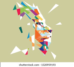 Abstract lion face. Colorful vector style. Eps 10.