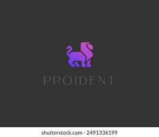 Abstract lion gradient logo. King predator animal mascot sign. Vector illustration.