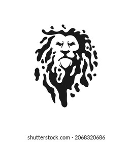 Abstract Lion Head with Black Ink Splash Logo