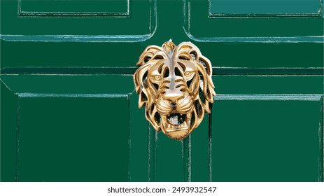 Abstract lion head as a door knocker