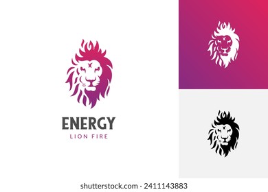 abstract lion head fire energy logo icon design. powerful animal strength vector illustration logo template