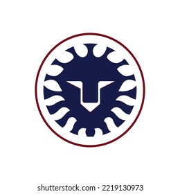 Abstract lion head icon with a circle vector template on white background
