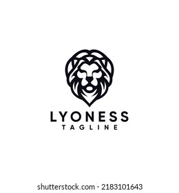 Abstract lion head illustration design logo. sharp, modern, elegant and easy to apply
