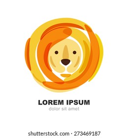 Abstract lion head illustration. Logo design template. Symbol of strength, power, guard and security.