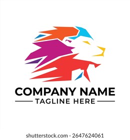 Abstract Lion Head Logo with Bold Colors and Modern Design for a Dynamic Company Branding Solution