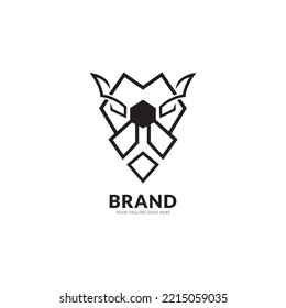 Abstract Lion Head Logo Design on Black Background