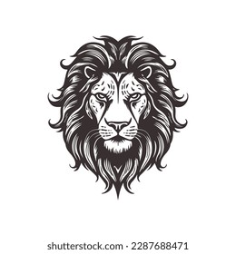 Abstract Lion Head Logo Design with Line Art Graphic Style.