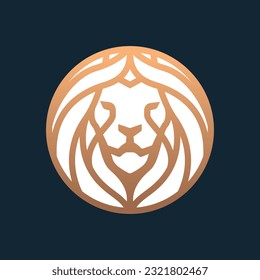 Abstract lion head logo design. Vector illustration. Stylized lion logotype.