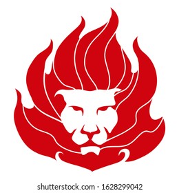 Abstract Lion Head Logo Symbol Design Illustration