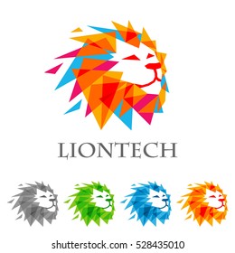 plantilla de logotipo de cabeza de león abstracta