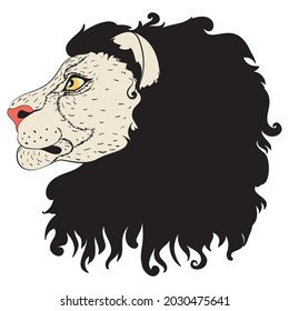 Resumen de la cabeza de león, retrato en el perfil de la ilustración de estilo retro.