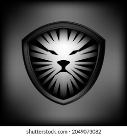 abstract lion head in shield. logo design template