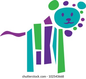 Abstract lion illustration over white background