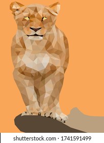 Abstract lion isolated on a white backgrounds. Geometric polygon triangle stylized