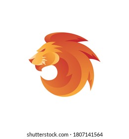 Abstract Lion Leo Head Face Hair Mane with Modern Gradient Coloring Style